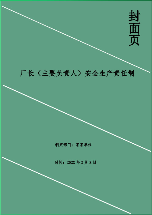 厂长(主要负责人)安全生产责任制