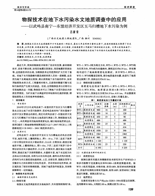 物探技术在地下水污染水文地质调查中的应用——以武鸣县南宁—东盟经济开发区五马归槽地下水污染为例