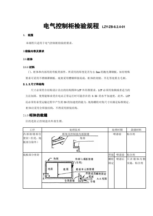 电气控制柜检验规程