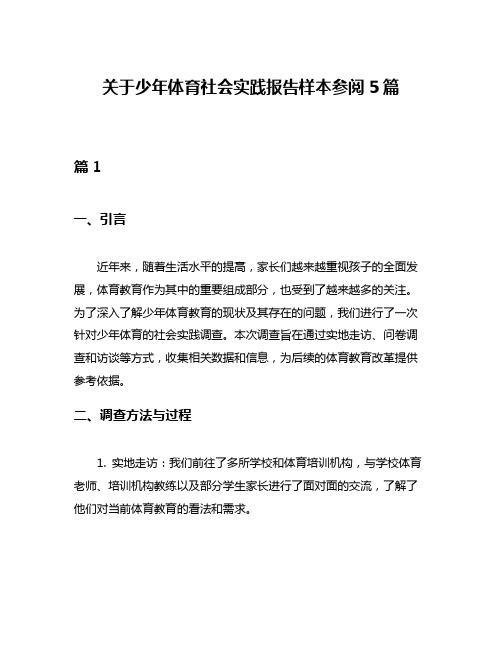 关于少年体育社会实践报告样本参阅5篇