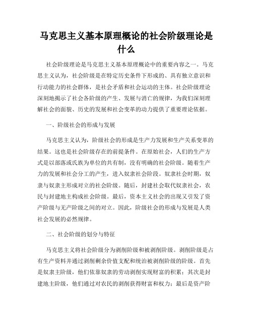 马克思主义基本原理概论的社会阶级理论是什么