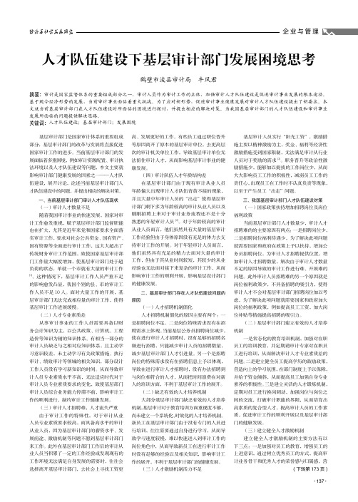 人才队伍建设下基层审计部门发展困境思考