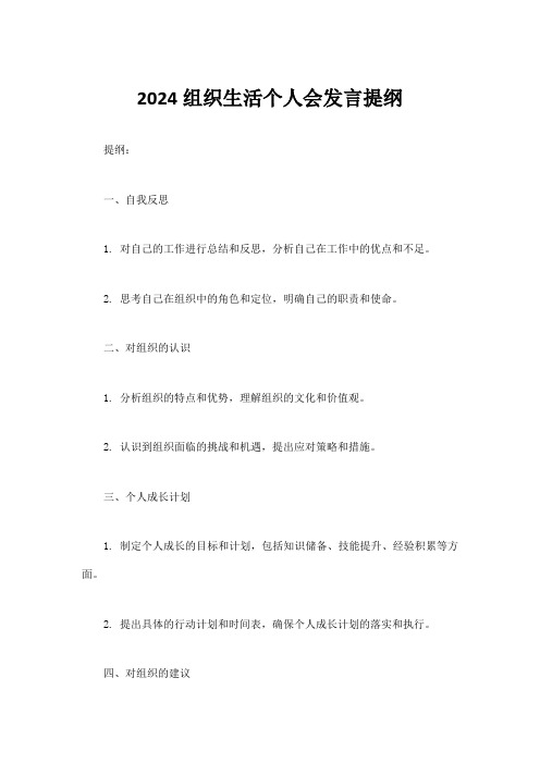 2024组织生活个人会发言提纲