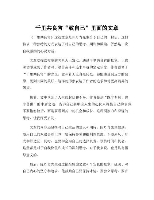 千里共良宵“致自己”里面的文章