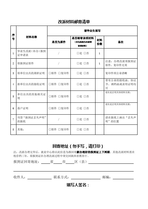 大学毕业生就业改派(补办)申请表