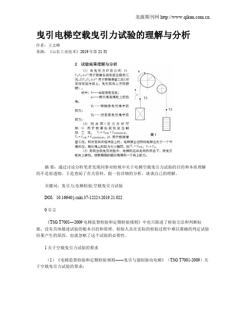 曳引电梯空载曳引力试验的理解与分析