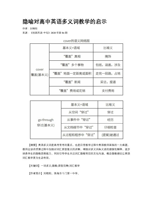 隐喻对高中英语多义词教学的启示