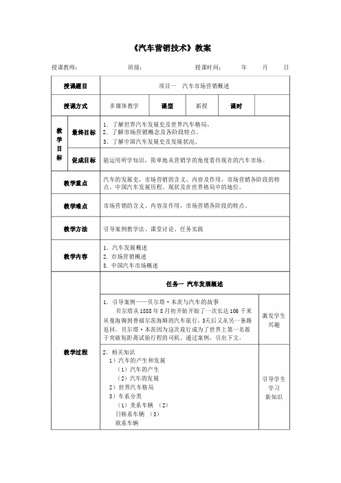 《汽车营销技术》教案