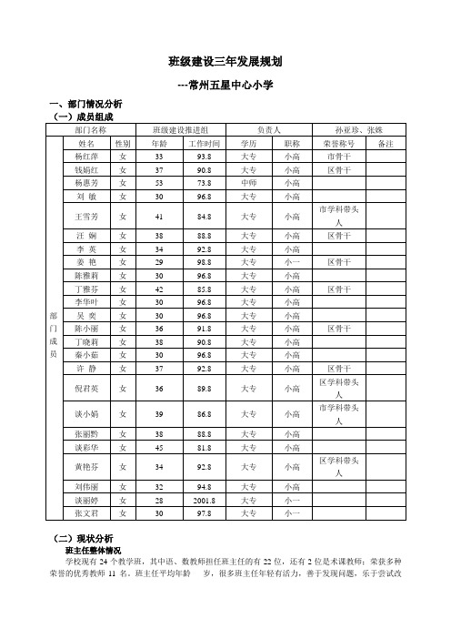 班级建设三年发展规划