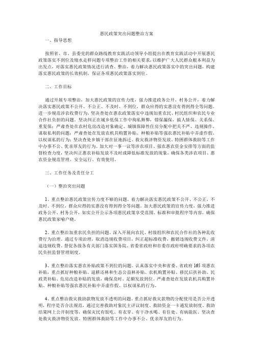 惠民政策突出问题整治方案.doc