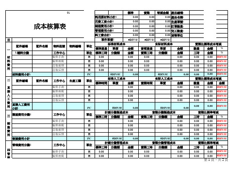 成本核算格式