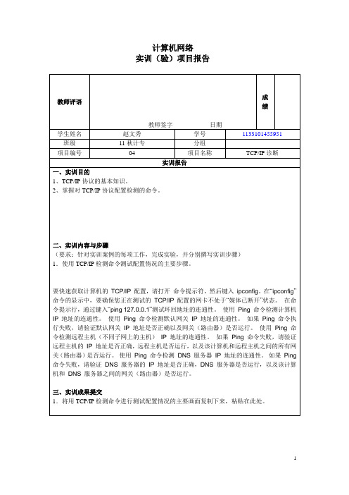 04实训项目报告-TCPIP诊断