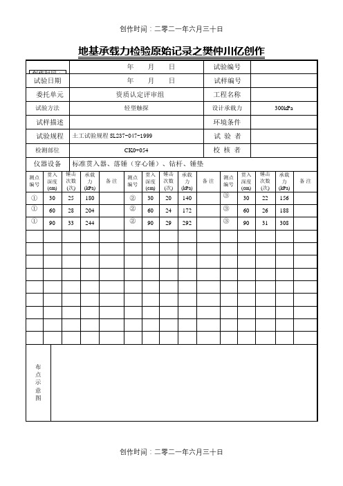 地基承载力检验记录表