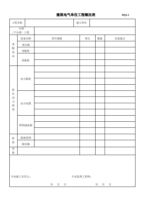 建筑电气工程竣工验收表格(表格齐全)