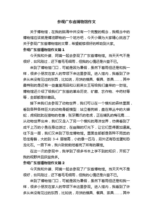 参观广东省博物馆作文