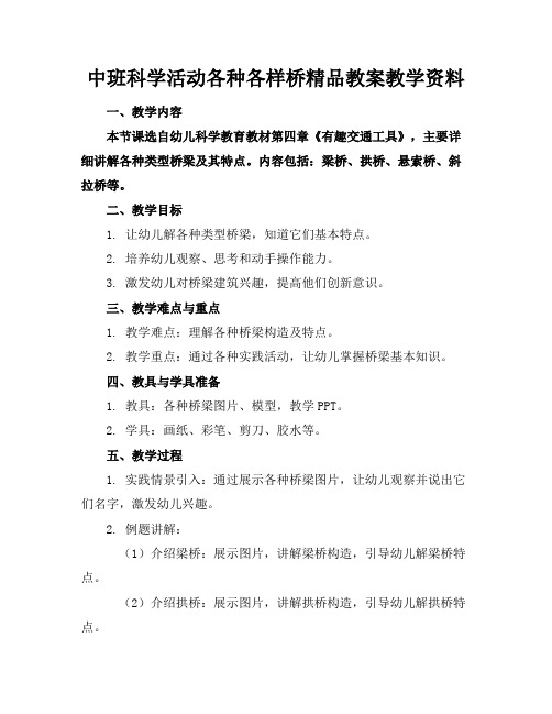 中班科学活动各种各样的桥精品教案教学资料