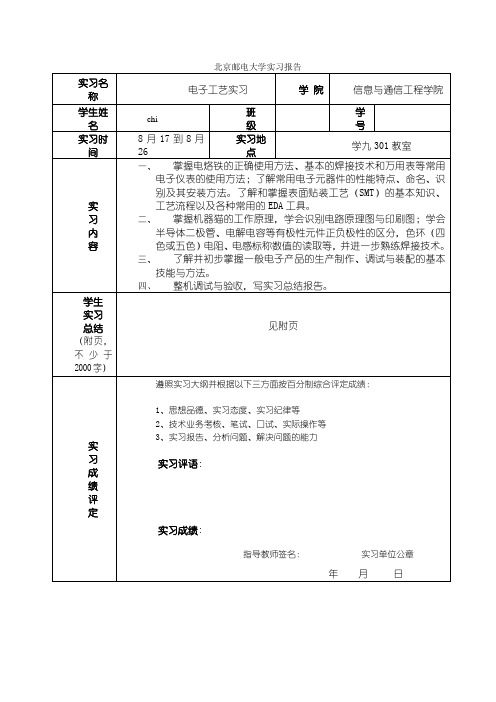 北邮电子工艺实习报告(机器猫)