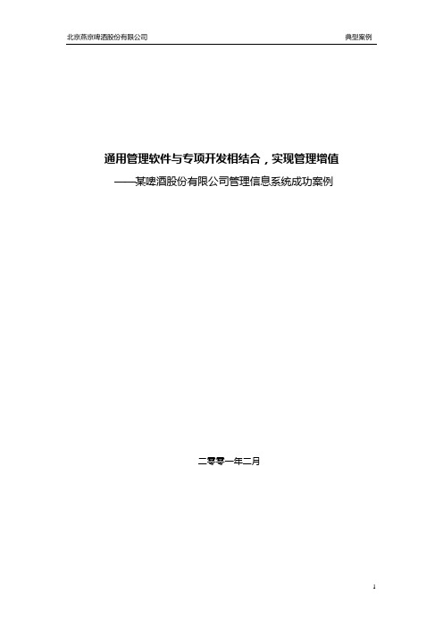 某啤酒股份有限公司全面信息化解决方案