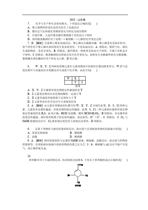 2018高考化学·山东卷