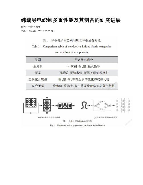 纬编导电织物多重性能及其制备的研究进展