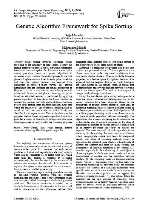Genetic Algorithm Framework for Spike Sorting(IJIGSP-V7-N4-5)
