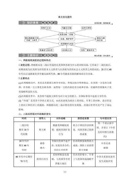 2019-2020学年高中历史岳麓版选修3学案:第四单元 雅尔塔体制下的“冷战”与和平 单元优化提升