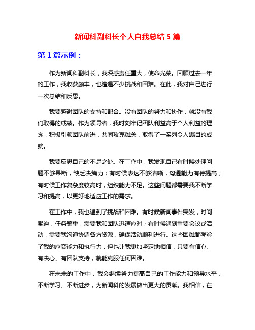 新闻科副科长个人自我总结5篇