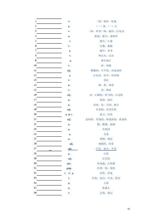 上海中考词汇表