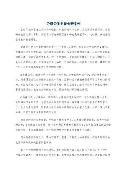 分级分类监管创新案例