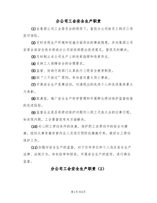 分公司工会安全生产职责(5篇)