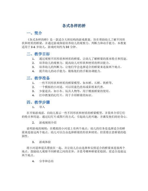 大班结构游戏教案《各式各样的桥》