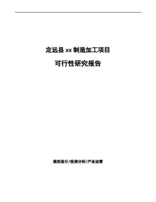 定远县项目可行性研究报告(投资计划书)