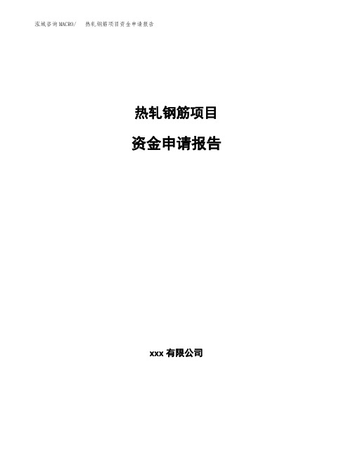 热轧钢筋项目资金申请报告