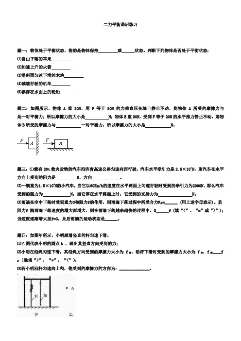 (完整word版)新人教版八年级下册《二力平衡》专题练习(含答案)