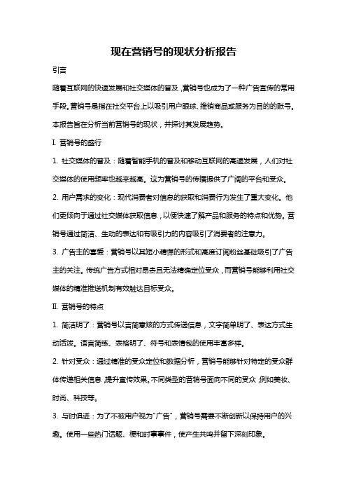 现在营销号的现状分析报告