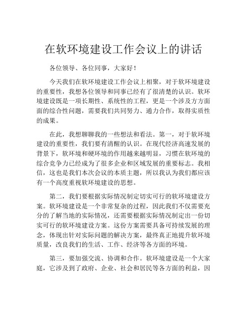 在软环境建设工作会议上的讲话