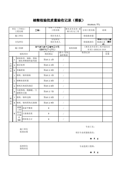 裱糊检验批质量验收记录(模板)