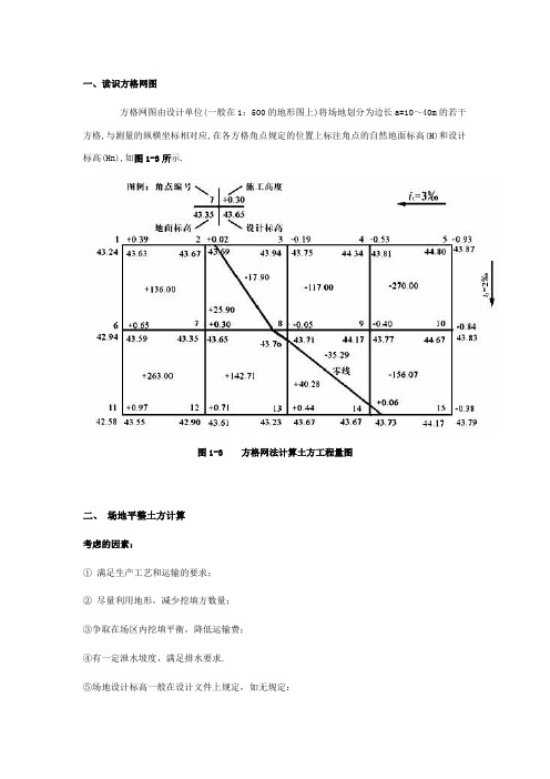 方格网法计算土方量教材及例题