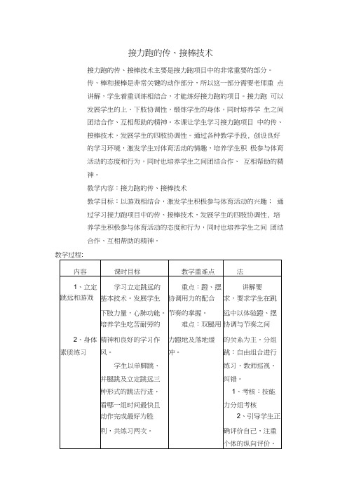 接力跑的传、接棒技术