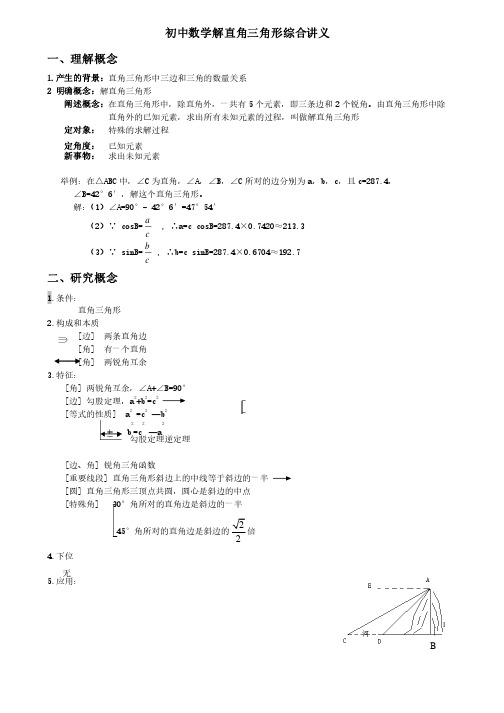 初中数学解直角三角形综合讲义