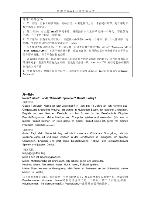 歌德学院a1考试 口语教程