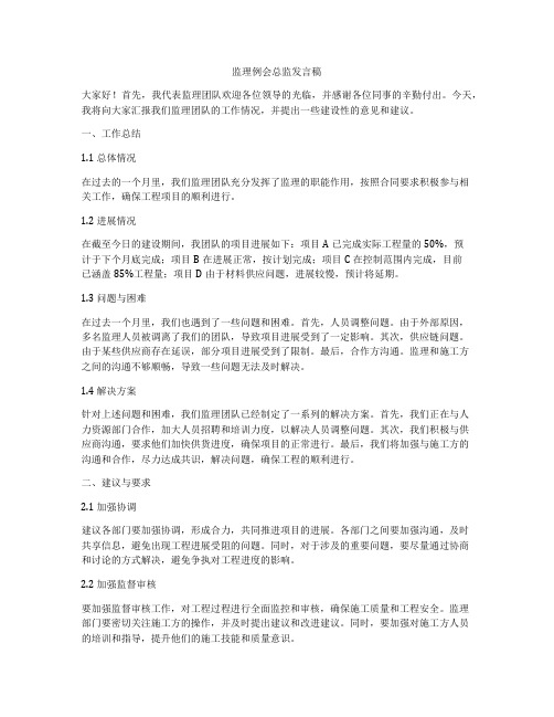 监理例会总监发言稿