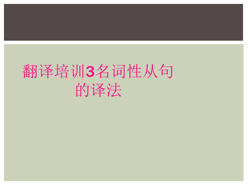 翻译培训3名词性从句的译法