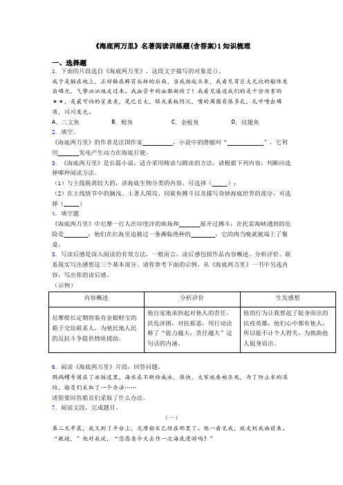 《海底两万里》名著阅读训练题(含答案)1知识梳理