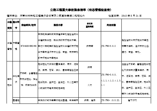 《公路工程重大事故隐患清单》行业基础