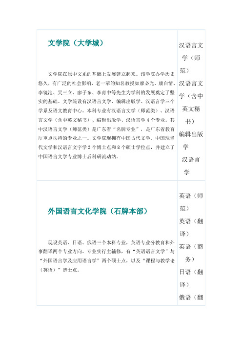 华师院系设置