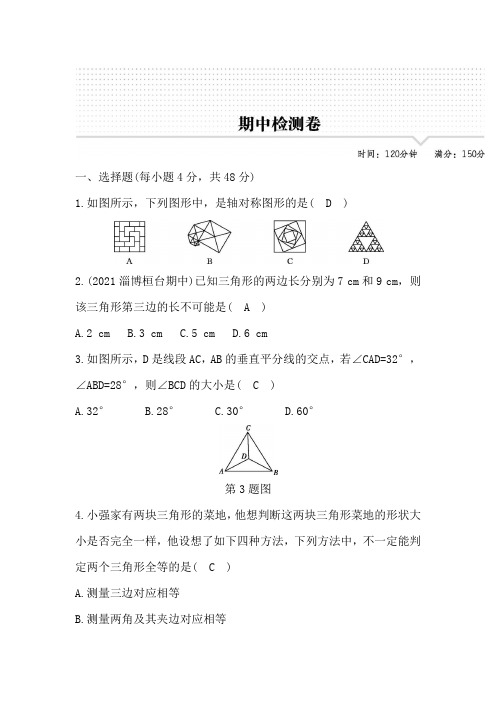 2022年鲁教版五四制七年级数学上册期中测试题及答案