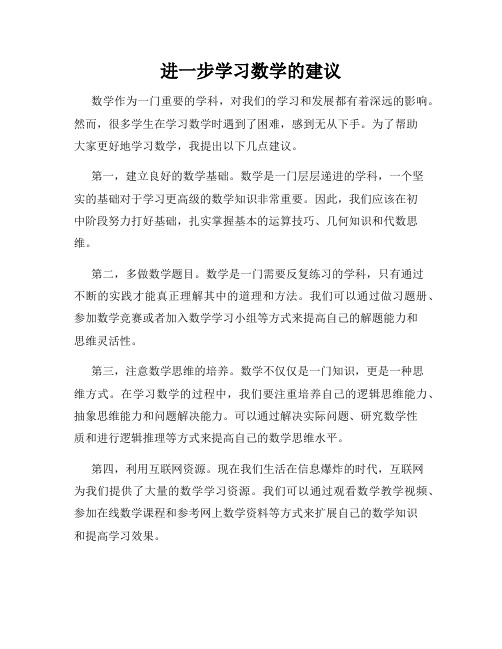 进一步学习数学的建议