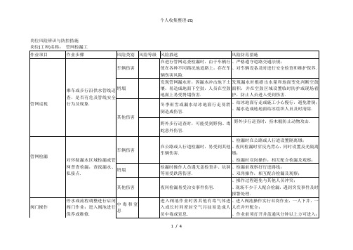 管网检漏工、抄表工风险辨识