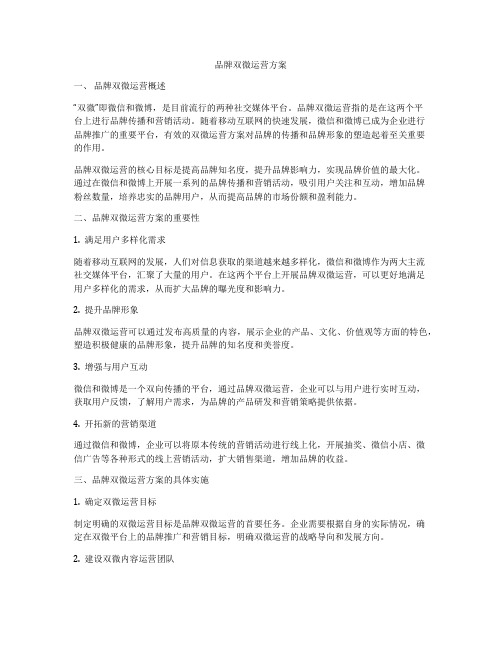 品牌双微运营方案